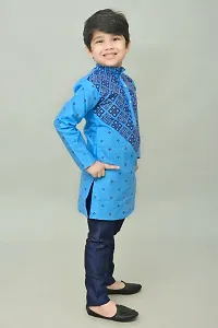 Classic Dupion Silk Printed Kurta Sets for Kids Boys-thumb3