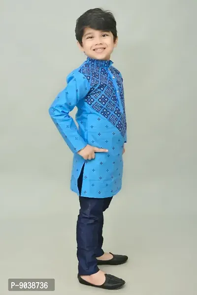 Classic Dupion Silk Printed Kurta Sets for Kids Boys-thumb4