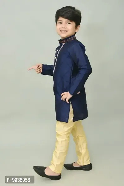 Classic Dupion Silk Printed Kurta Sets for Kids Boys-thumb3