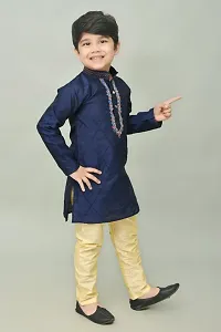 Classic Dupion Silk Printed Kurta Sets for Kids Boys-thumb3