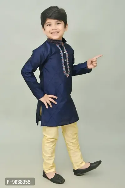 Classic Dupion Silk Printed Kurta Sets for Kids Boys-thumb4