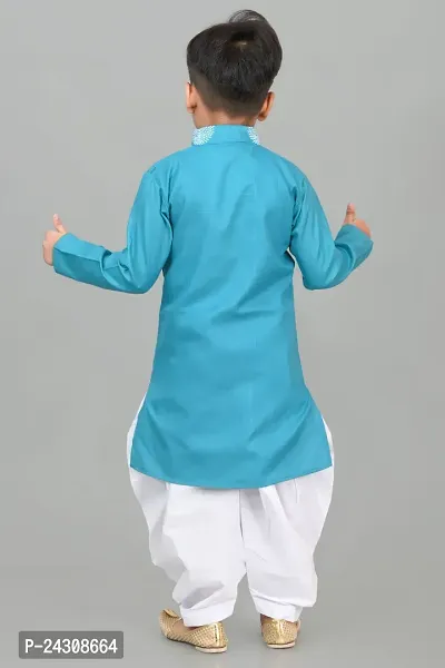 Classic Dupion Silk Printed Kurta Sets for Kids Boys-thumb4