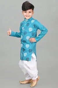 Classic Dupion Silk Printed Kurta Sets for Kids Boys-thumb4