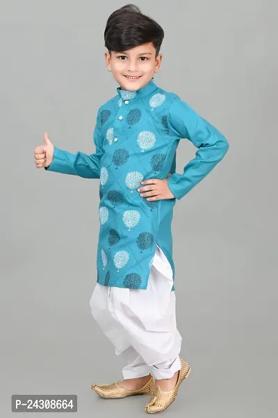 Classic Dupion Silk Printed Kurta Sets for Kids Boys-thumb5