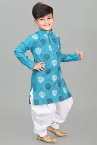 Classic Dupion Silk Printed Kurta Sets for Kids Boys-thumb2