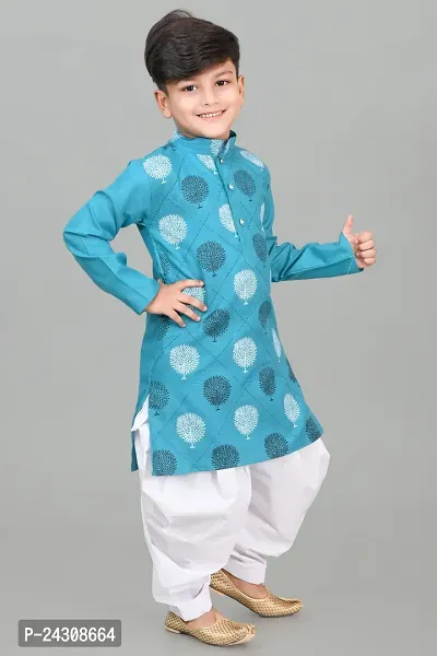 Classic Dupion Silk Printed Kurta Sets for Kids Boys-thumb3