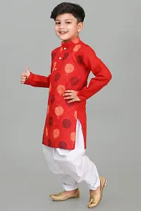 Classic Dupion Silk Printed Kurta Sets for Kids Boys-thumb4