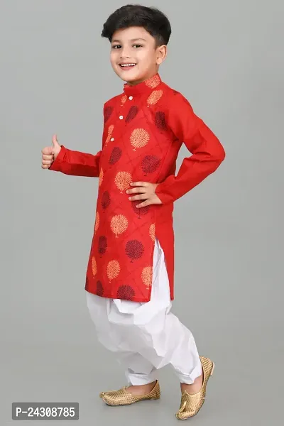 Classic Dupion Silk Printed Kurta Sets for Kids Boys-thumb5