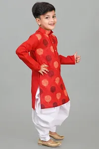 Classic Dupion Silk Printed Kurta Sets for Kids Boys-thumb1