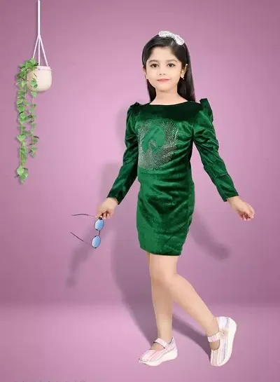Partywear Embellished Velvet Dress for Girls