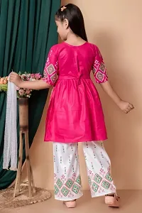 Stylish Rayon Printed Kurta Bottom and Dupatta Set For Girls-thumb1