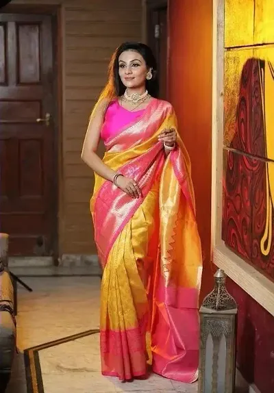 Beautiful Silk Jacquard Saree With Blouse Piece For Women