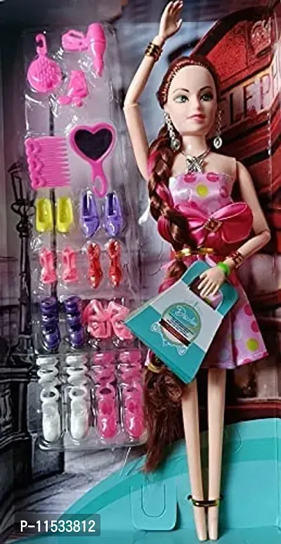 Beautiful Dazzling Long Hair Doll Set For Kids, With Movable Joints Hand Doll For Kids, And Fashion Accessories Dolls For Kids