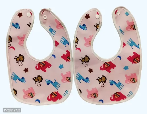 Maalove Printed Waterproof Button Baby Bibs for Feeding Toddlers/Kids Set of 2 Pink