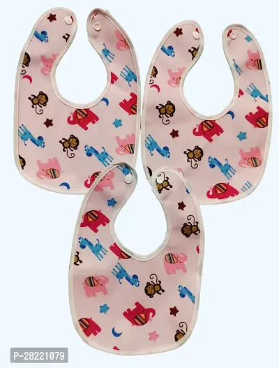 Maalove Printed Waterproof Button Baby Bibs Set of 3 Pink