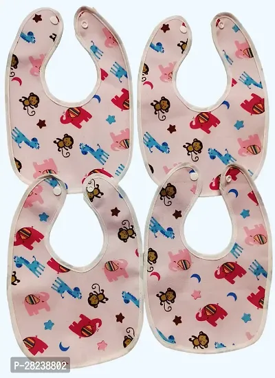 Waterproof Button Baby Bibs for Feeding Pack Of 4-thumb0