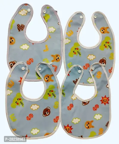 Waterproof Button Baby Bibs for Feeding Pack Of 4