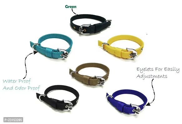 Pet Zoniyaa's Latest Edition of Colorfull , Attractive and Durable 0.75 inch Dog Collar (G,Y,B,BL,C,SB)(Specially for Small Size Dogs)  (Pack of 6)-thumb3