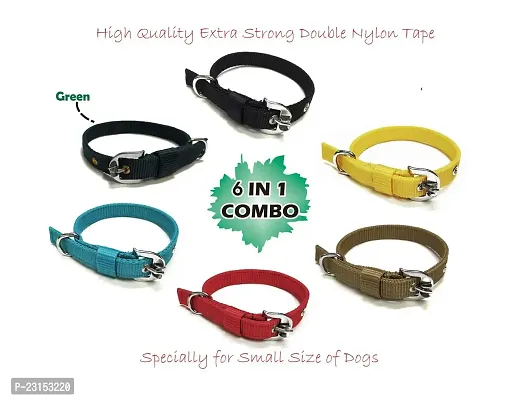 Pet zoniya's Latest Edition of colorfull,Attractive and Durable 0.75 inch Dog Collar(G,Y,SB,,BL,C,R)(Specially for Small Size of Dogs)(Pack of 6)