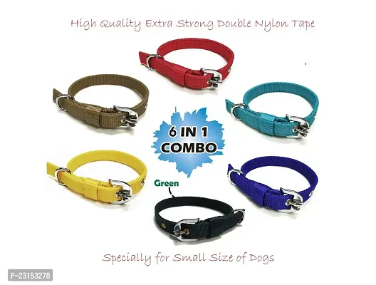 Pet zoniya's Latest Edition of colorfull,Attractive and Durable 0.75 inch Dog Collar(G,Y,C,R,SB,B)(Specially for Small Size of Dogs)(Pack of 6)
