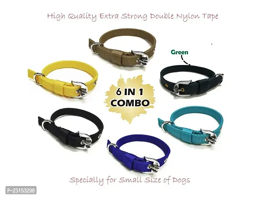 Pet zoniya's Latest Edition of colorfull,Attractive and Durable 0.75 inch Dog Collar(G,Y,B,BL,C,SB)(Specially for Small Size of Dogs)(Pack of 6)