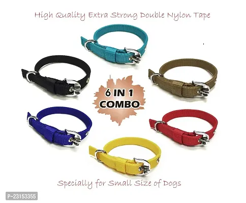 Pet zoniya's Latest Edition of colorfull,Attractive and Durable 0.75 inch Dog Collar(SB,Y,B,BL,C,R)(Specially for Small Size of Dogs)(Pack of 6)