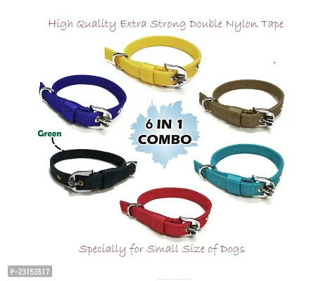 Pet zoniya's Latest Edition of colorfull,Attractive and Durable 0.75 inch Dog Collar(G,Y,B,R,C,SB)(Specially for Small Size of Dogs)(Pack of 6)