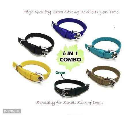 Pet zoniya's Latest Edition of colorfull,Attractive and Durable 0.75 inch Dog Collar(G,Y,B,BL,C,SB)(Specially for Small Size of Dogs)(Pack of 6)