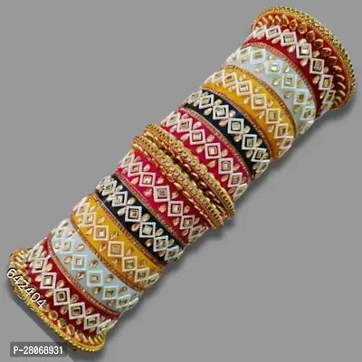 Rajasthani Multicolor Square Pattern Bangle Set for Girls/Women for Wedding/Bridal/Partywear/Anniversary-thumb0