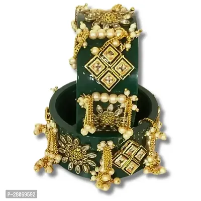 Rajasthani Alloy Pearl Gold Plated Kada for Girl/Women-thumb0