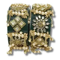 Rajasthani Alloy Pearl Gold Plated Kada for Girl/Women-thumb1