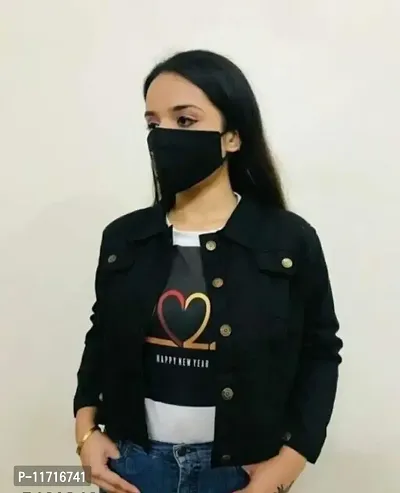 Black Denim Jacket For Women  Girls