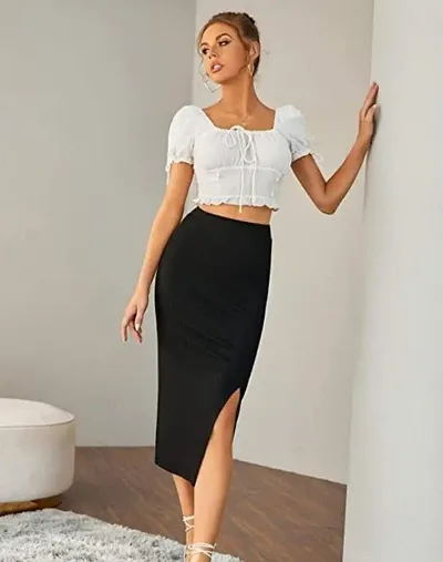 Trendy Solid Pencil Skirt
