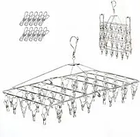 Truvik Stainless Steel Metal Drying Hanger 28 Clips Rack for Hanging Underwear, Bra, Baby Clothes, Diapers, Towel, Hat, Scarf, Gloves( Pack of 1)-thumb1