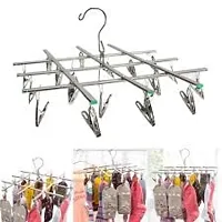 Truvik Stainless Steel Metal Drying Hanger 28 Clips Rack for Hanging Underwear, Bra, Baby Clothes, Diapers, Towel, Hat, Scarf, Gloves( Pack of 1)-thumb2