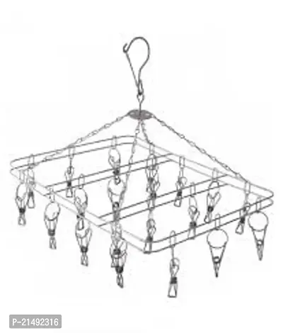 Truvik Stainless Steel Metal Drying Hanger 28 Clips Rack for Hanging Underwear, Bra, Baby Clothes, Diapers, Towel, Hat, Scarf, Gloves( Pack of 1)-thumb4