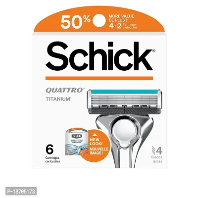 Schick Quattro Titanium Razor Blade Refills for Men Value Pack, 6 Count