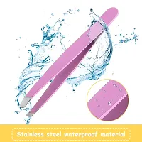 16 Pieces Slanted Tweezers, Eyebrow Slanted Tip Tweezers Precision Stainless Steel Eyebrow Tweezers for Eyebrows, Ingrown Hair, Facial Hair and Lash Extension (Orange, Purple, Blue, Yellow)-thumb3