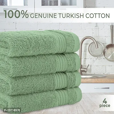 Luxury Turkish Cotton Washcloths for Easy Care, Extra Soft and Absorbent, Fingertip Towels, 4 Pack Washcloth Set by United Home Textile, Sage Green-thumb2