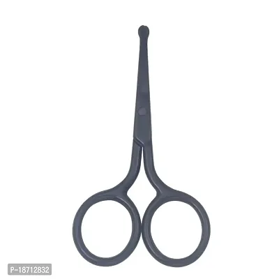 Yutoner Curved Straight Rounded Blunt Facial Hair Scissors for Men - Mustache, Nose Hair  Beard Trimming Scissors, Safety Use for Eyebrows, Eyelashes, and Ear Hair (Black Safety Head)-thumb0