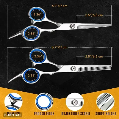 G. S. I. 7 Pcs Hair Cutting Kit - Hair Cutting Tools Include Hair Cutting Scissors, Thinning Shears, Comb  Case - Hair Cutting Scissors Kit for Hair Stylist, Barber, Home - Can be used for MenWomen-thumb3