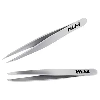 Precision Tweezers for Eyebrows-NLM Tweezers Set for Ingrown Hair Removal, Professional Brow Remover Tools for Women and Girls, Hair Plucking Daily Beauty Tool with Leather Case-thumb2