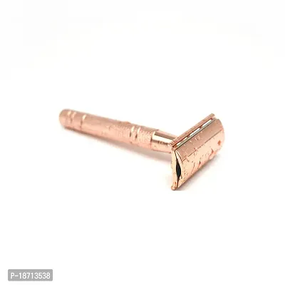 LAGIPA Double Edge Safety Razor with 10pcs Blades, Rose Gold Safety Razor For Women Men, Metal Single Blade Razor Fits All double Edge Blade, Reusable Razor, Eco Friendly Wet Shaving-thumb4