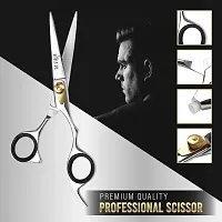 Blades Co. Stainless Steel Hair Cutting Scissor, Professional Salon Shears For Beard Trimming, Mustache And Grooming Hair - 6.5 Inch Barber Scissor For Men And Women With Comb And Pouch-thumb2