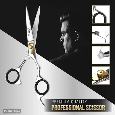 Blades Co. Stainless Steel Hair Cutting Scissor, Professional Salon Shears For Beard Trimming, Mustache And Grooming Hair - 6.5 Inch Barber Scissor For Men And Women With Comb And Pouch-thumb3