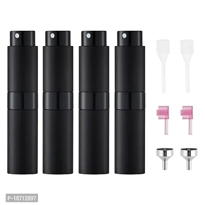 Owlyee Perfume Atomizer (8ML) Travel Cologne Spray Bottle, Mini Empty Sprayer Dispenser for Fragrance Sample to Women and Men (Black, Pack of 4)