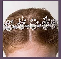 Ideal Swan Hair Vines Princess Wedding Headpiece, Ideal Swan Pearl Crystal Headwear for Wedding Tiara Flower Headband Accessories to Baby Girl-Suitable for Shows, Children' Day (White)-thumb2