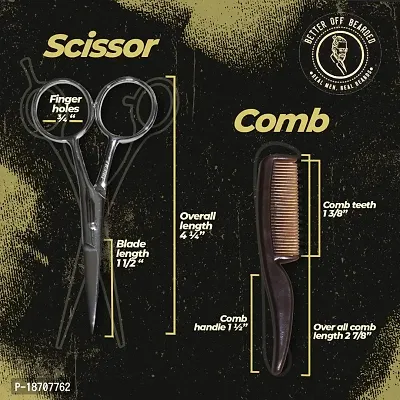 Mustache Comb and Scissors Grooming Set For Men - Perfect For Precise Facial Hair Trimming-thumb2