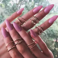 Victray Boho Rings Gold Hollow Carved Ring Set Stylish Fashion Bracelets Hand Accessories Jewelry for Women and Girls(12 PCS)-thumb3