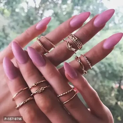 Victray Boho Rings Gold Hollow Carved Ring Set Stylish Fashion Bracelets Hand Accessories Jewelry for Women and Girls(12 PCS)-thumb4